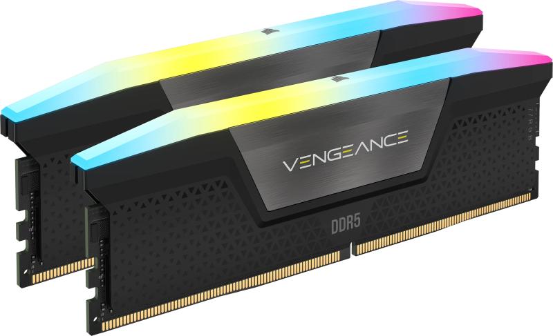 Memorie RAM CORSAIR VENGEANCE RGB 32GB (2x16) DDR5, 6000MHz, CL38, 1.35V, XMP 3.0, negru, Kit of 2