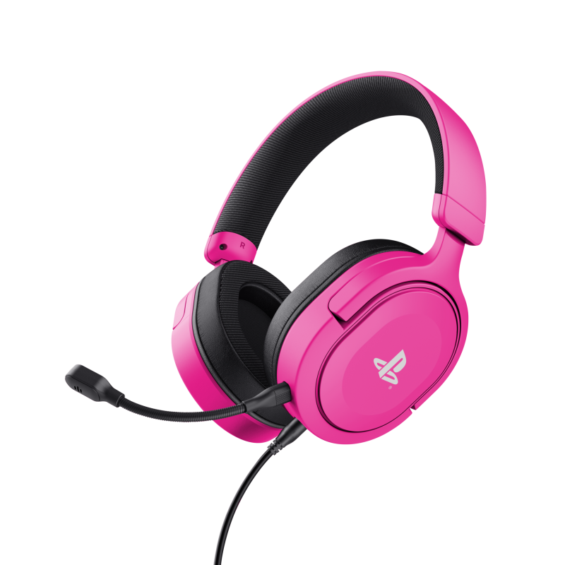 Casti gaming Trust GXT 498B Forta PS5, lungime cablu 120 cm, frecventa raspuns 20 Hz, 20.000 Hz, sunet stereo, frecventa raspuns microfon 100 Hz, 17.000 Hz, roz