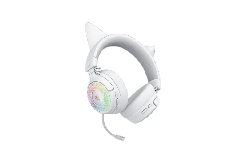 Casti wireless Razer Kraken Kitty V3 Pro, THX Spatial Audio, iluminare RGB, frecventa raspuns 20 Hz - 28 kHz, microfon detasabil unidirectional, alb