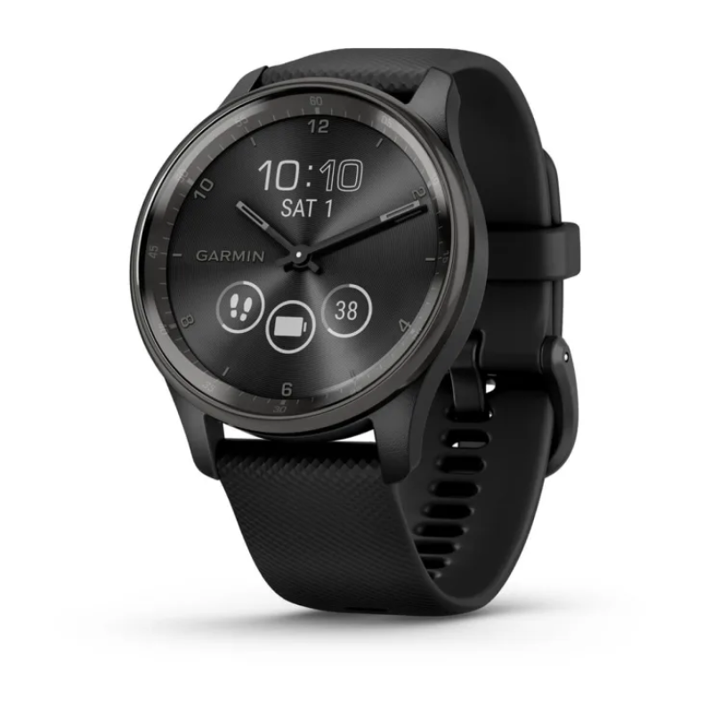 Ceas Garmin vivomove Trend WW, Silicone, dimensiune carcasa 40.4 x 40.4, autonomie 12h, dimensiune display 25.6 mm, negru