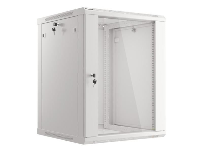 Dulap rack 19" perete 15U / 600x600 (flat pack) cu ușă din sticlă, gri V2