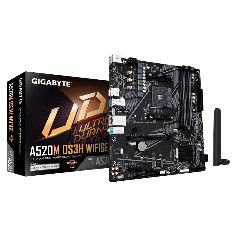 Placa de baza Gigabyte A520M DS3H WIFI6E, Socket AM4, DDR4, Micro-ATX