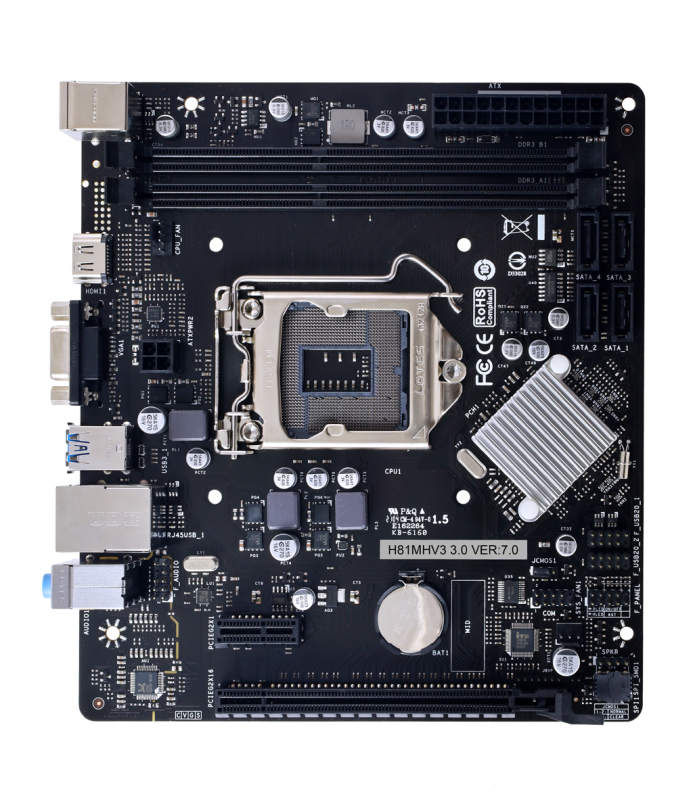 Placa de Baza BIOSTAR H81MV3 3.0 LGA1150, 2x DDR3, 1x PCIE 2.0 x1 1x PCIE 2.0 x16, 1x VGA 1x HDMI, 2x SATA II 3GB/s 2x SATA III 6GB/s, mATX