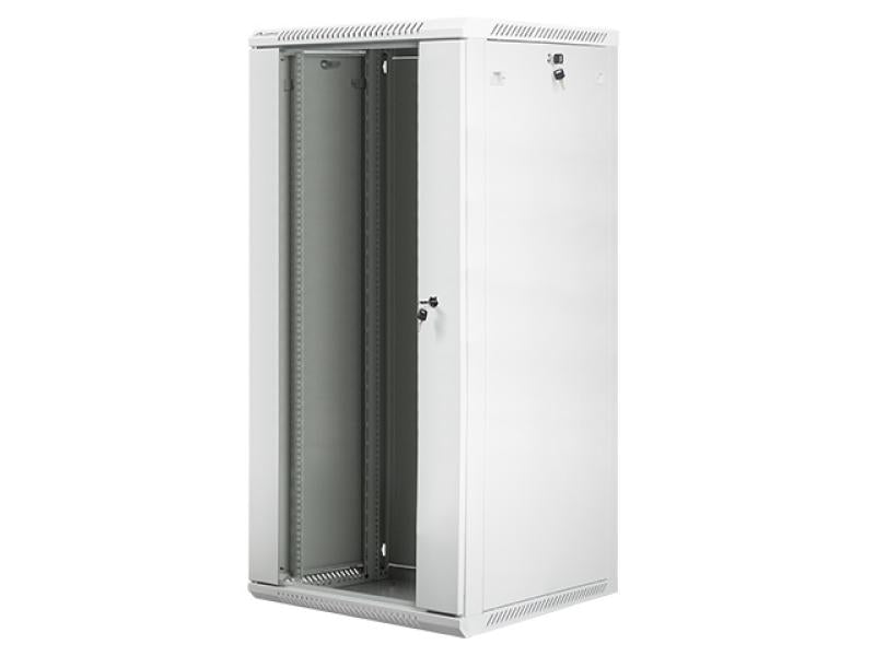 Dulap rack 19" perete 27U / 600x600 (flat pack) cu ușă din sticlă, gri V2