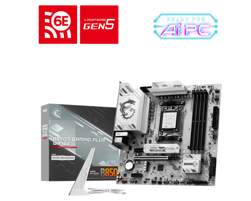 Placa de baza MSI B850M GAMING PLUS WIFI6E, Socket AM5, DDR5, Micro-ATX