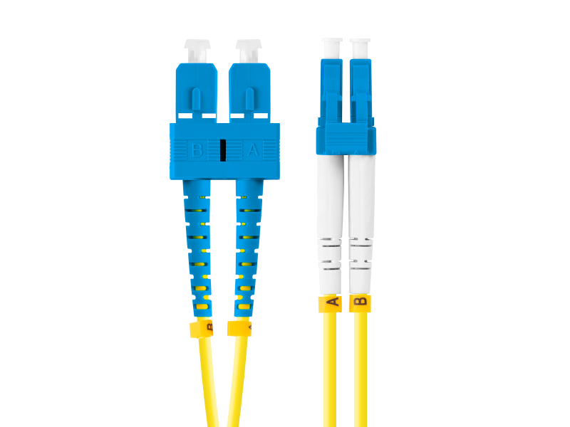 Patch cord fibră SM SC/UPC-LC/UPC duplex 2 m LSZH G657A1 3,0 mm galben