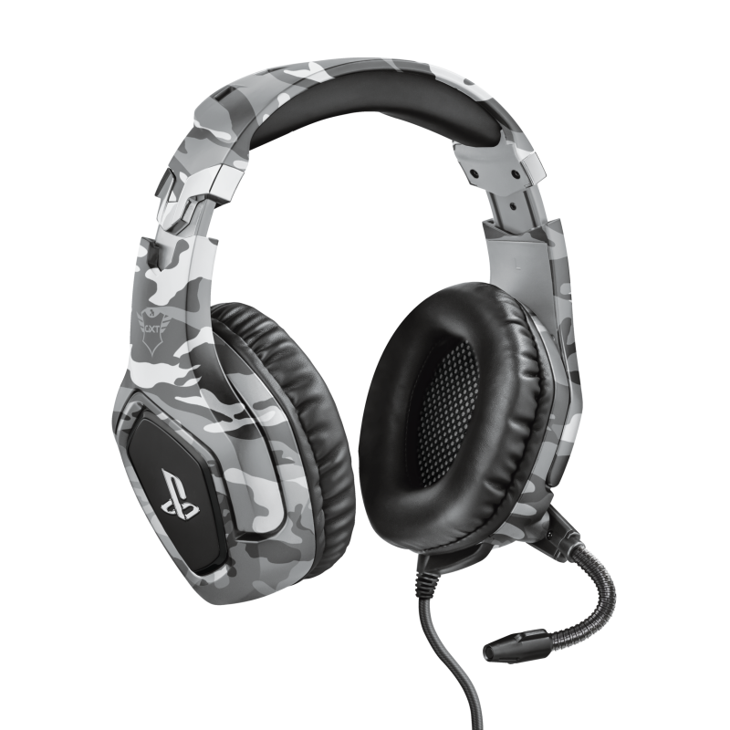 Casti gaming Trust GXT 488 Forze cu fir, lungime cablu 120 cm, frecventa raspuns 20 Hz, 20.000 Hz, sunet stereo, frecventa raspuns microfon 50 Hz, 10.000 Hz, pentru PS4 si PS5, gri