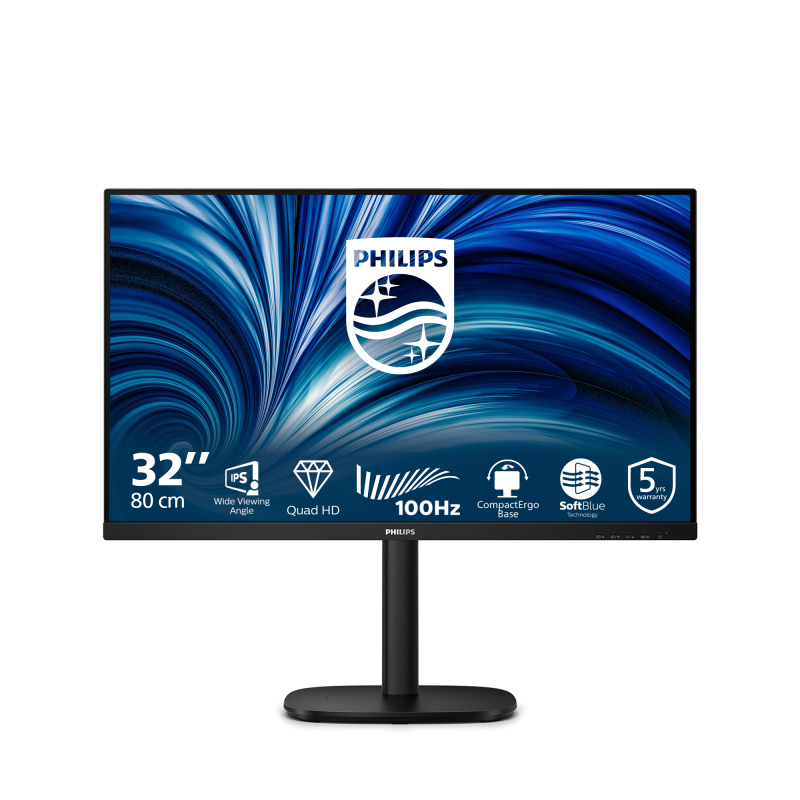 Monitor Consumer Philips 32B2N3500/00, 31.5", 2560 x 1440 pixeli, Black, 5 ani Garantie