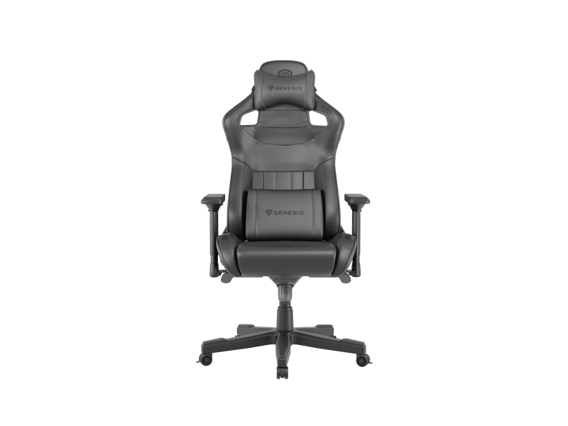 Scaun gaming Genesis Nitro 950, material piele ecologica, reglabil pe inaltime, greutate maxima suportata 150 kg, inaltime scaun reglabil 50 - 55 cm, spatar ajustabil 160°, dimensiuni roti 60mm, echipat cu piston cu gaz clasa 4, manere 4D, negru