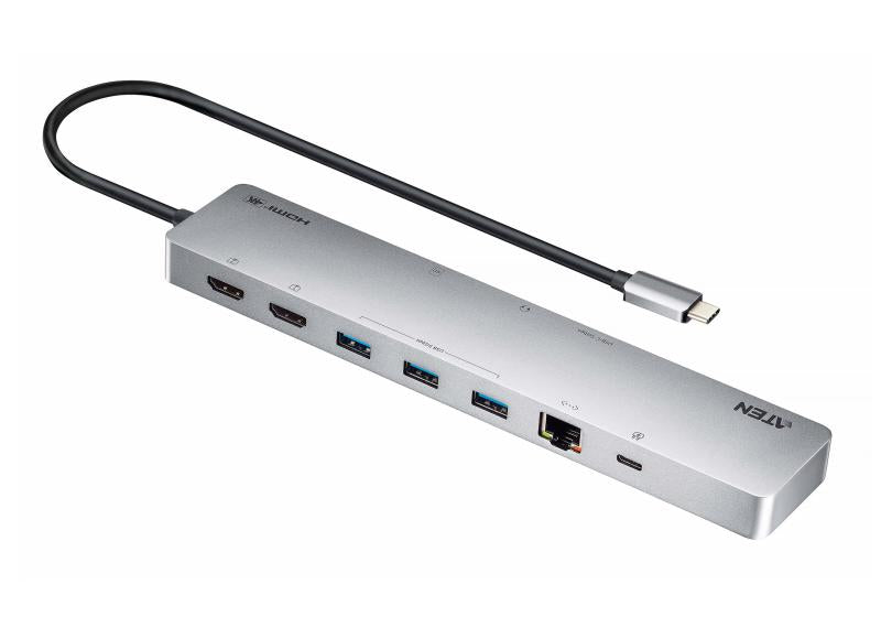 Docking station ATEN UH3240-AT, USB tip-C, 100W, argintiu, 2 ani garantie