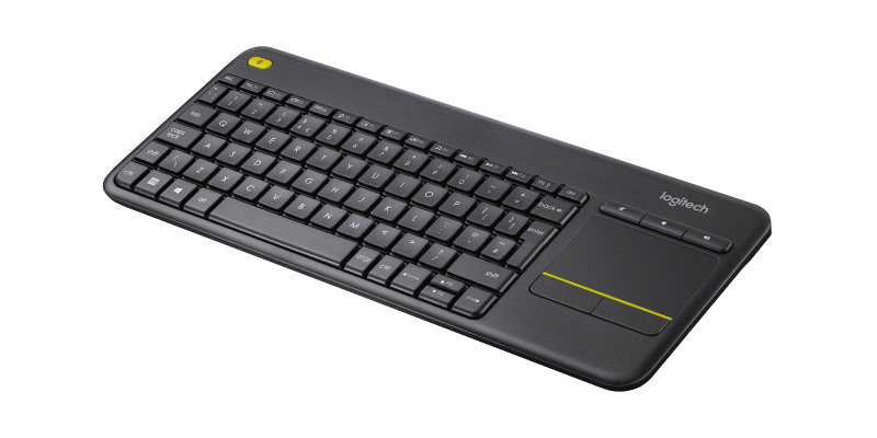 Tastatura wireless Logitech Touch K400 Plus, interfata USB, cu touchpad, dimensiuni 354.3 x 139.9 x 23.5 mm, negru