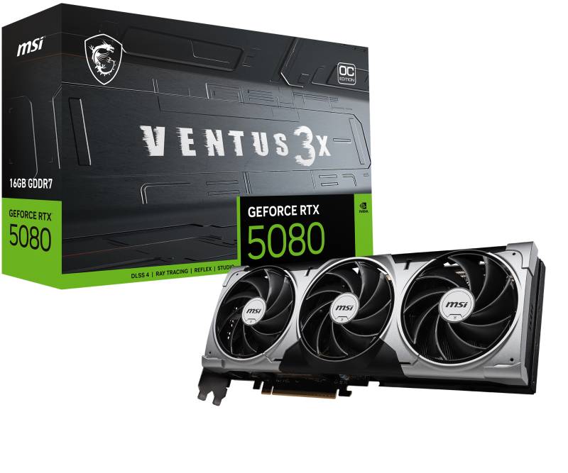 Placa video MSI VENTUS GeForce RTX 5080 3X OC, 16GB GDDR7, PCI Express 5.0, 256-bit
