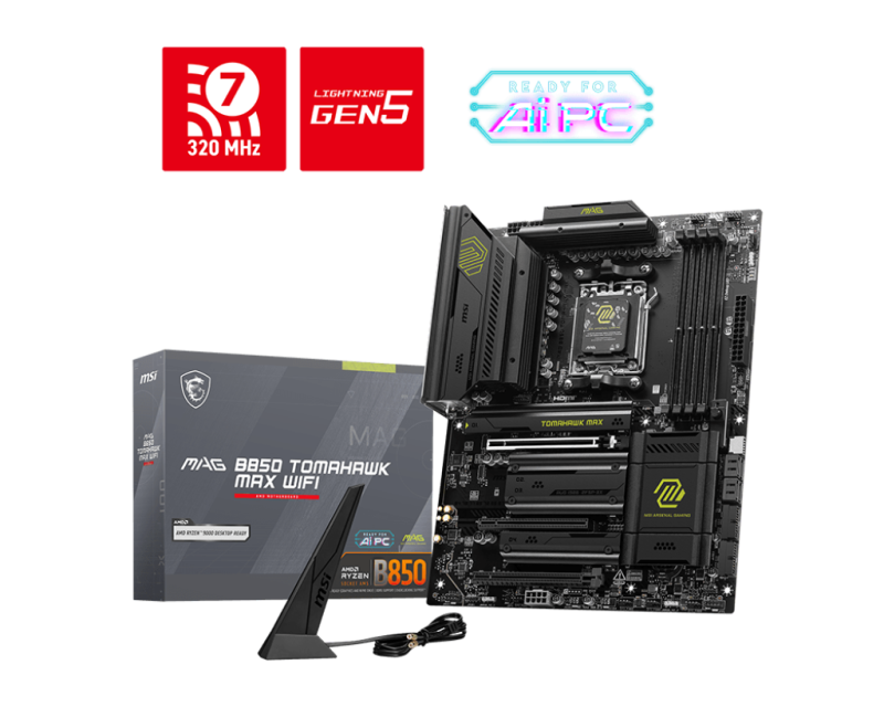 Placa de Baza MSI MAG B850 TOMAHAWK MAX WIFI AM5, 4x DDR5, 1x HDMI, 3x PCIE x16, 4x M.2, 4x SATA 6GB/s, ATX