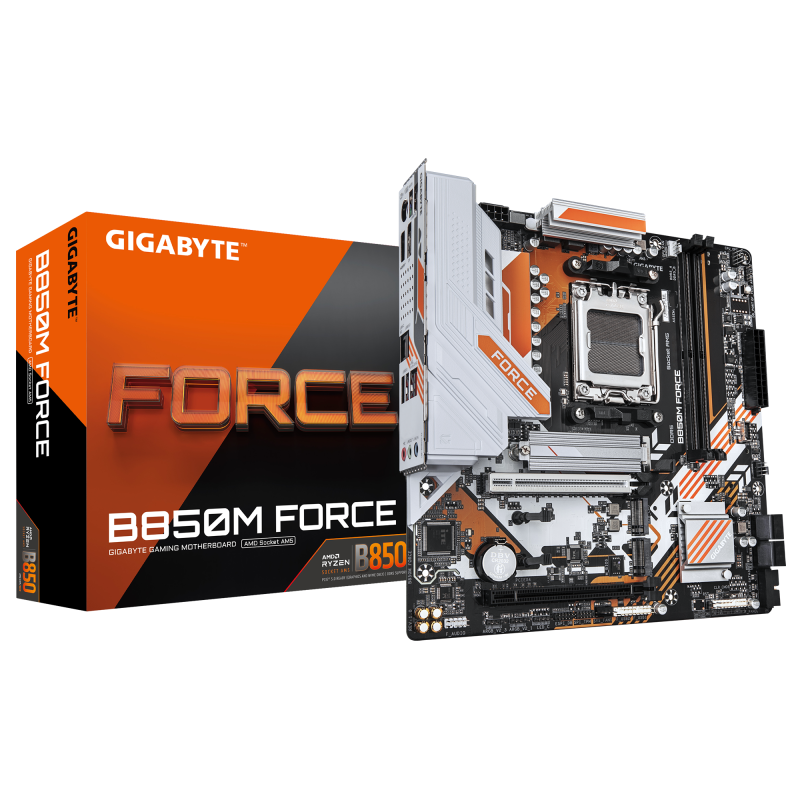Placa de Baza GIGABYTE B850M FORCE AM5, 2x DDR5, 1x HDMI 1x DP, 1x PCIE 5.0 x16 1x PCIE 4.0 x16, 3x M.2, 4x SATA 6GB/s, mATX