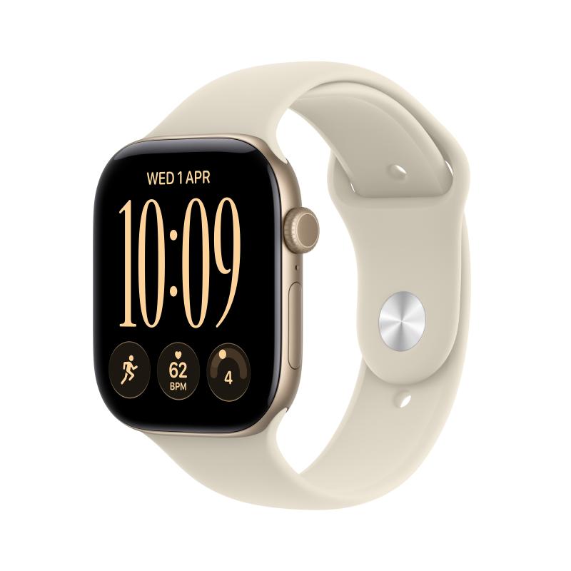 Apple Watch Series 12 GPS + Cellular 42mm Light Gold Aluminium Case with Sand Sport Band - S/M