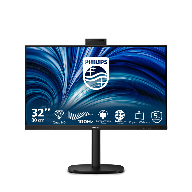 Monitor Consumer Philips 32B2U3601H/00, 31.5", 2560 x 1440 pixeli, Black, 5 ani Garantie