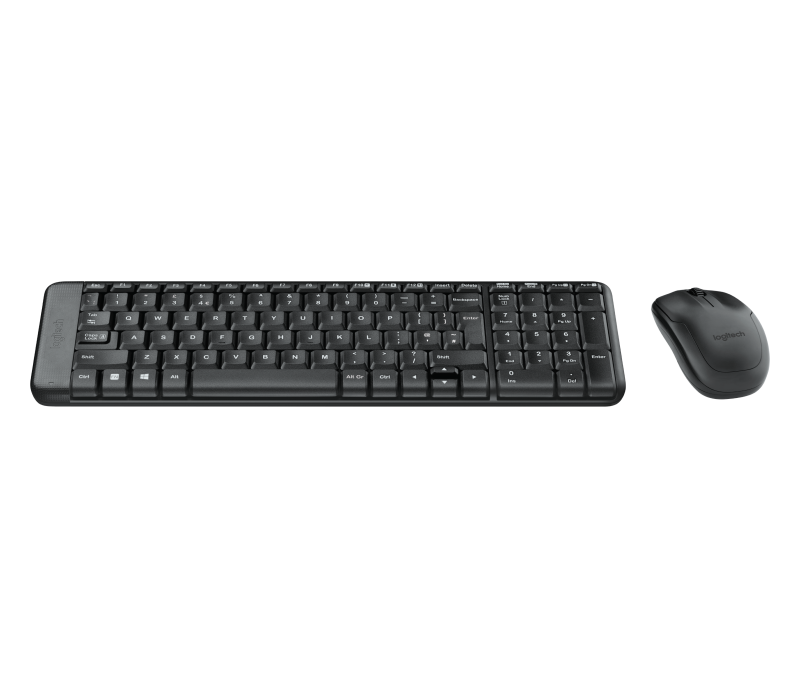 Logitech 920-003161. Keyboard form factor: Mini. Keyboard style: Straight. Connectivity technology: Wireless, Device interface: RF Wireless, Keyboard layout: QWERTY, Recommended usage: Office. Product colour: Black. Mouse included
