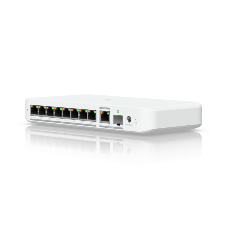 Ubiquiti USW-Flex-2.5G-8 POE , capacitate switch 60 Gbps, interfata (8) 2.5/1 GbE RJ45 ports, (1) 10G SFP+ or 10/5/2.5/1 GbE combination port, dimensiuni 212.9 x 99.4 x 33.5 mm