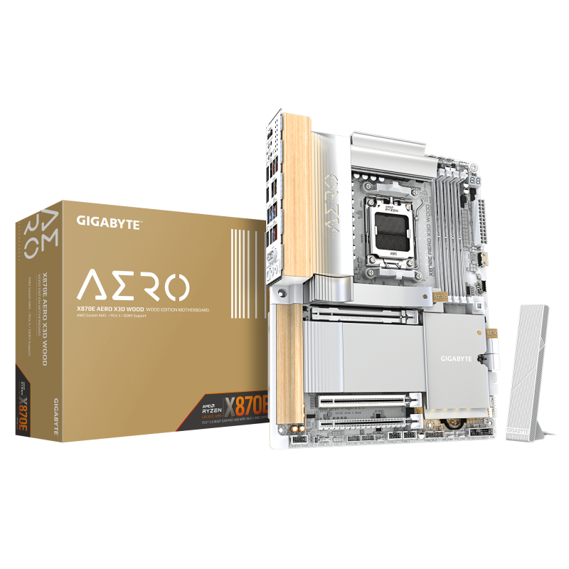 Placa de baza Gigabyte X870E AERO X3D WOOD, Socket AM5, DDR5, ATX