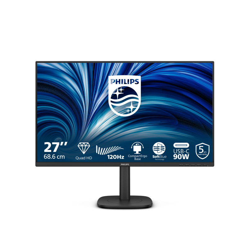 Monitor Consumer Philips 27B2U3601/00, 27", 2560 x 1440 pixeli, Black, 3 ani Garantie