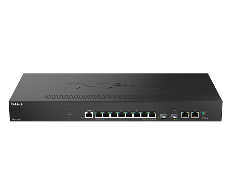 Switch D-Link 2.5Gigabit DMS-1250-10S, 8x RJ-45, 2x SFP+, 1x Console, 100/1000/2500 Mbps, compatibilitate 802.3u, 802.3ab, 802.3bz, 802.3ae, 802.3z, 802.3az, 802.3x, 802.1Q, 802.1