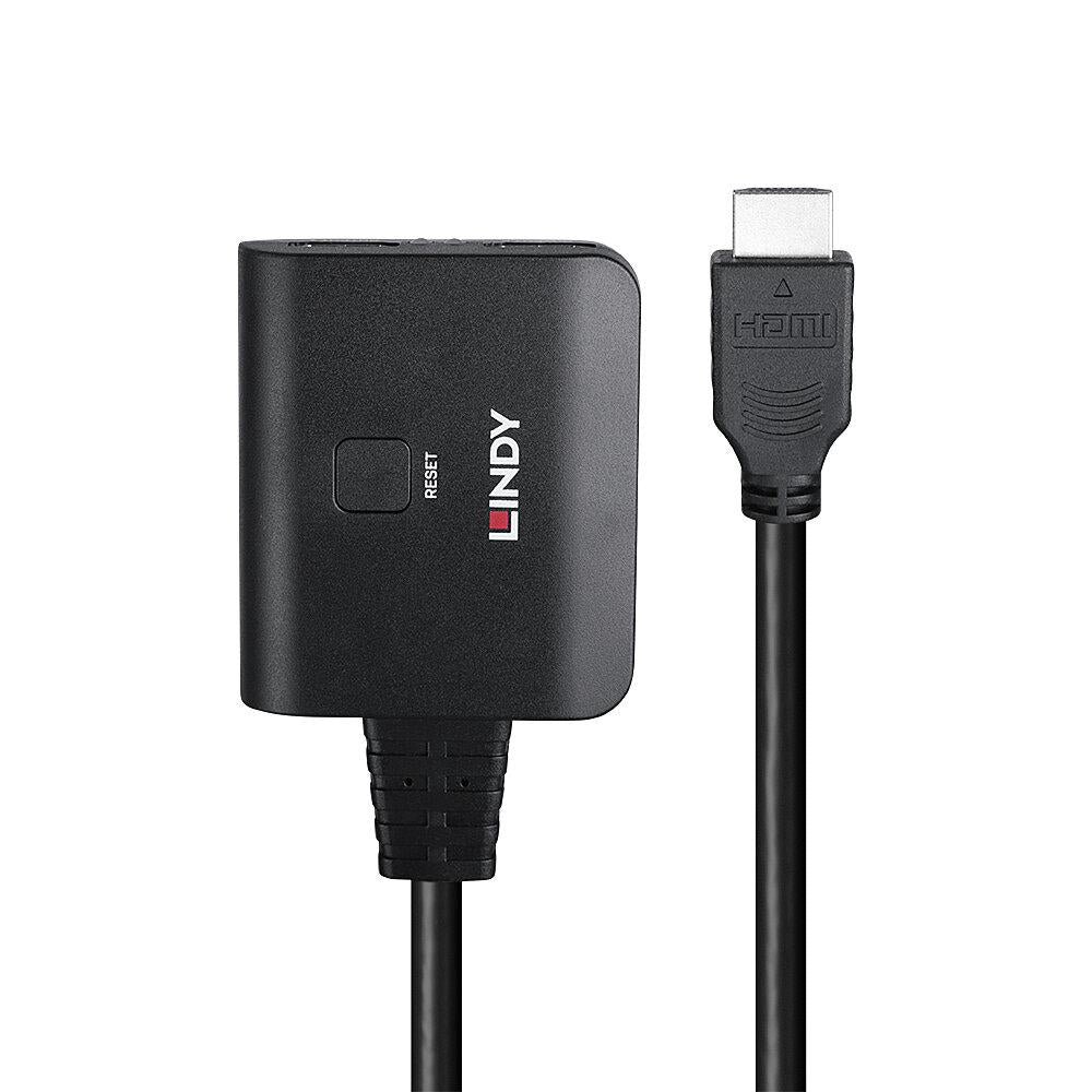 Cablu Lindy 2 porturi HDMI 4K60, latime de banda suportata 18Gbps, Chipset: GSV2006, lungime cablu 500 mm negru