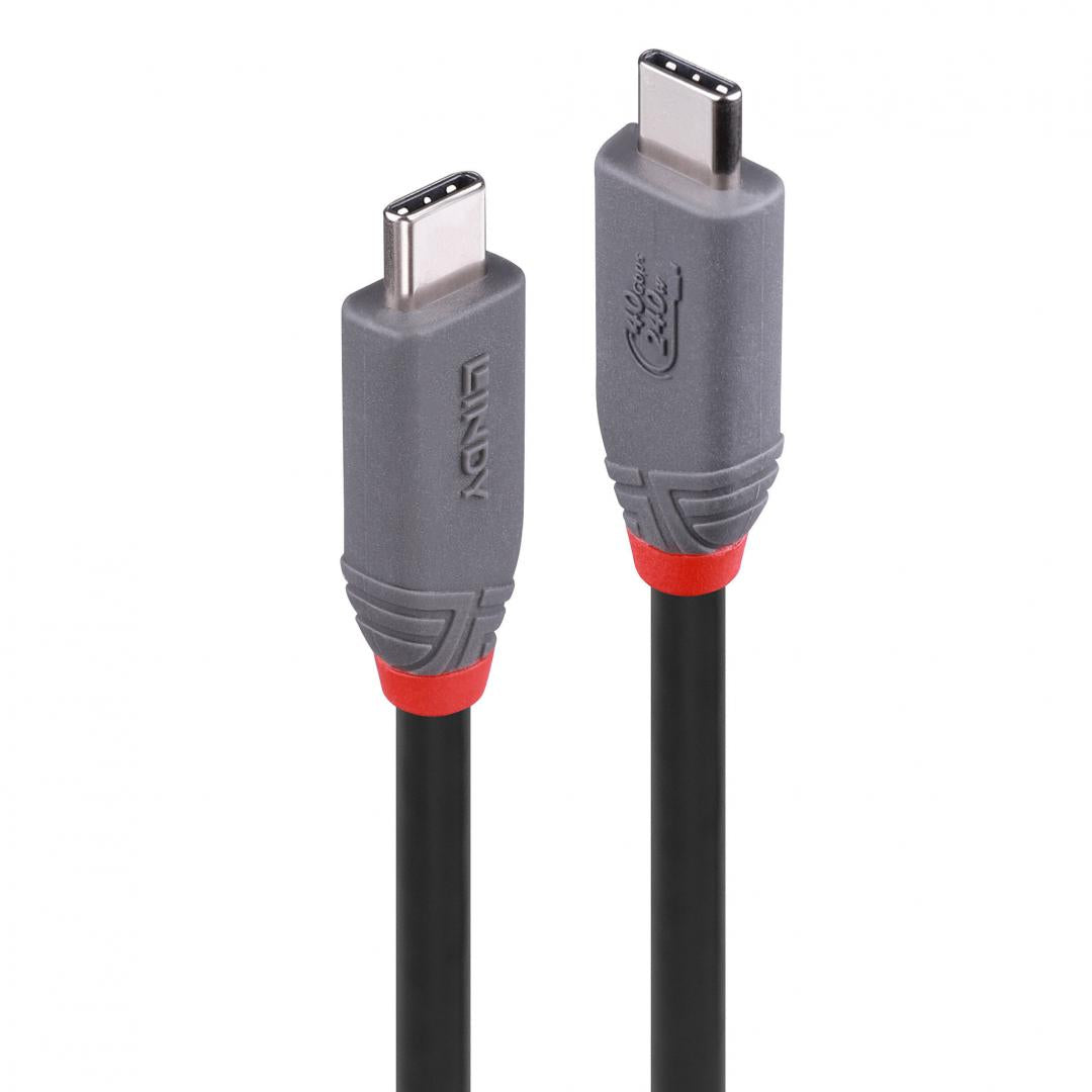 Cablu Lindy USB4 240W USB Type C, putere maxima 240W, 100W , lungime 2 metri, latime de banda supotata 40Gbps, gri