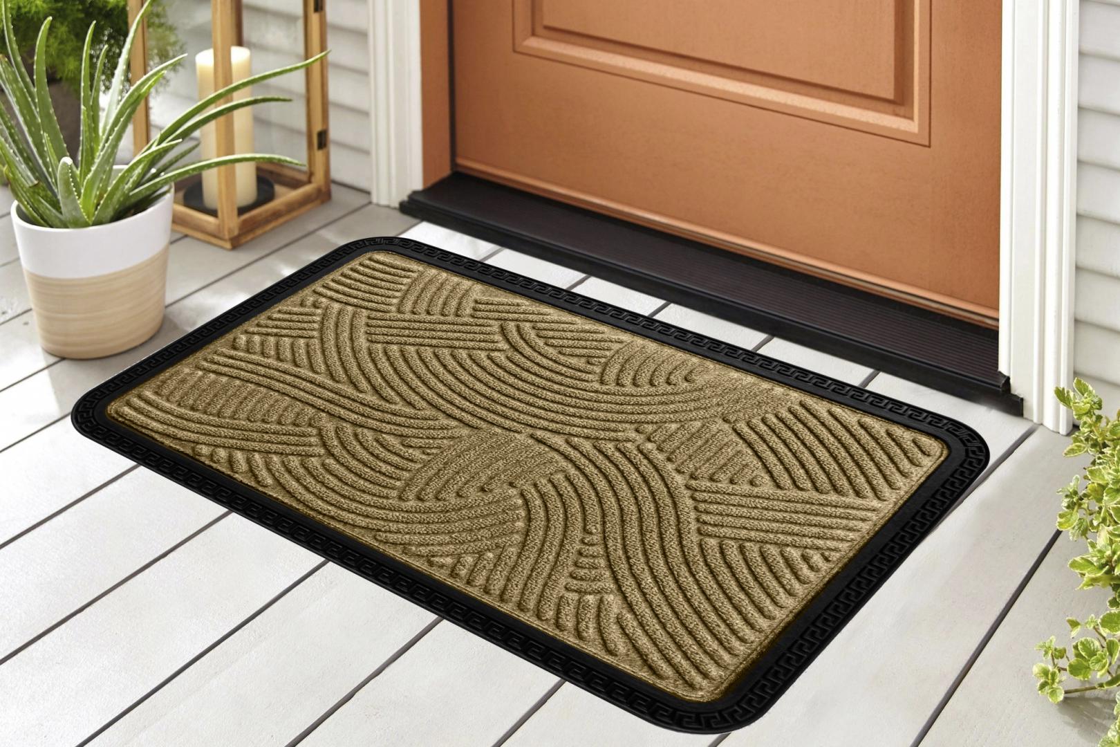 COVORAS INTRARE ANTIDERAPANT CU MARGINE CAUCIUCATA 40X60 CM, HEINNER HOME (mix 3 culori in bax - 4 bucati gri, 3 bucati verde, 3 bucati maro)