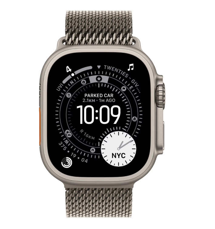 Apple Watch Ultra 3 GPS + Cellular 49mm Natural Titanium Case with Natural Titanium Milanese Loop - Medium