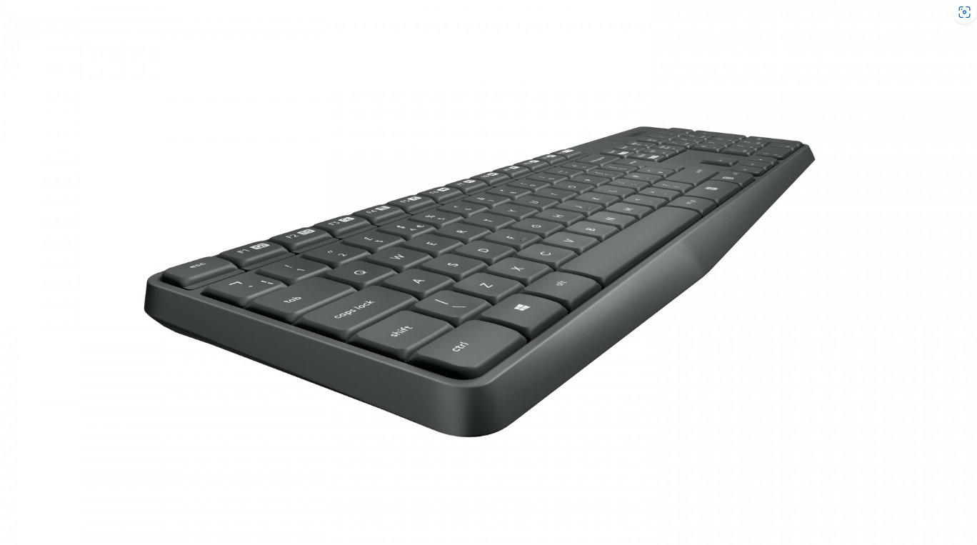 Kit Tastatura + mouse wireless Logitech MK235, interfata USB, distanta de operare pana la 10m, 100 taste, rezolutie mosue 1000 DPI, gri