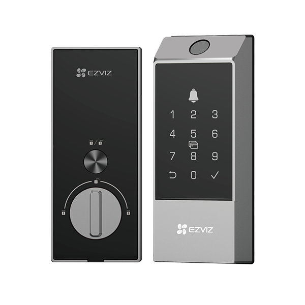 INCUIETOARE INTELIGENTA EZVIZ DL04 PRO, Comunicare: EZVIZ Connect 2.4G Wi-Fi, Putere de lucru: 4 Baterii AA Alkaline, Temp de functionare: 25 °C to 55 °C, Dimensiuni: Panou frontal: 160 × 67 × 25 mm, Panoul din spate: 166 × 70 × 28,5 mm.
