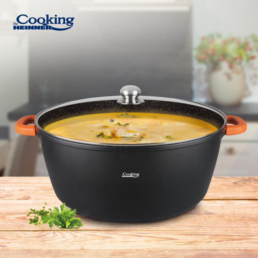 SEMIOALA ALUMINIU+CAPAC 44X19 CM,23L,DARK LINE, COOKING BY HEINNER