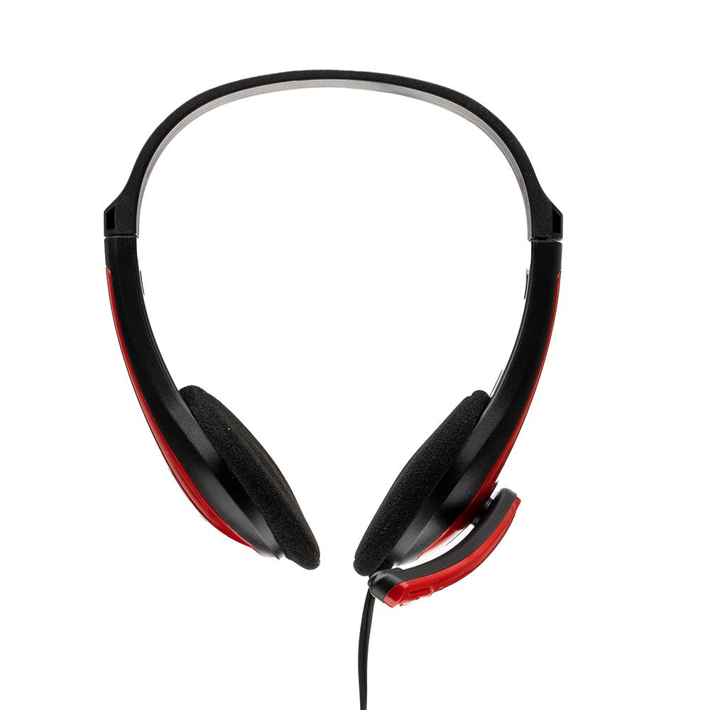 Casti cu micr. Spacer, cu fir, multimedia, 2x Jack 3.5mm, microfon pe brat, driver 40mm, 20Hz-20000Hz, 1.8m, rosu si negru