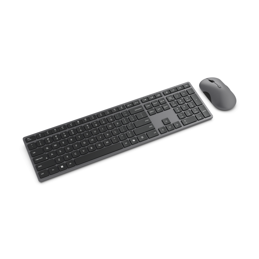 Kit wireless mouse & tastatura Lenovo 700 Modern Multi-Device Wireless Combo cu stand pentru teleofon; Mouse: pana la 4000DPI cu senzor: IR; numar de butoane: 8; conectivitate: receptor USB-A 2.4G si Bluetooth 5.4; layout tastatura: US; compatibil cu Windows 10, Windows 11; culoare: gri inchis (Luna