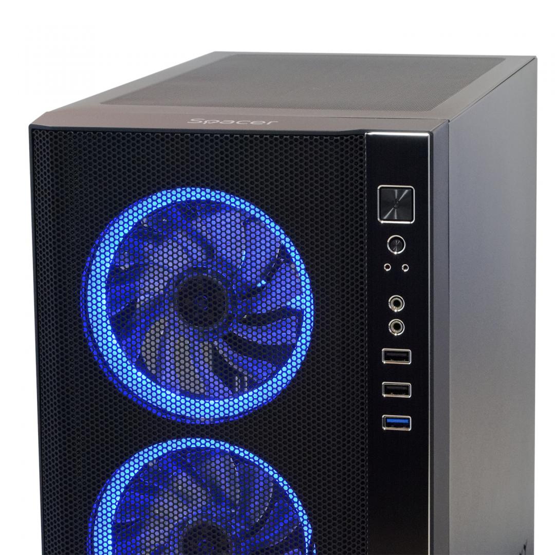 Carcasa Spacer Rainbow, ATX, Mid Tower NEGRU