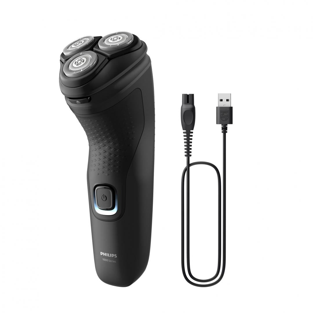 Aparat de ras PHILIPS Seria 1000 S1141/00, Autonomie 40 min, 3 elemente de taiere, Negru, L x A x I (mm) 80x100x190
