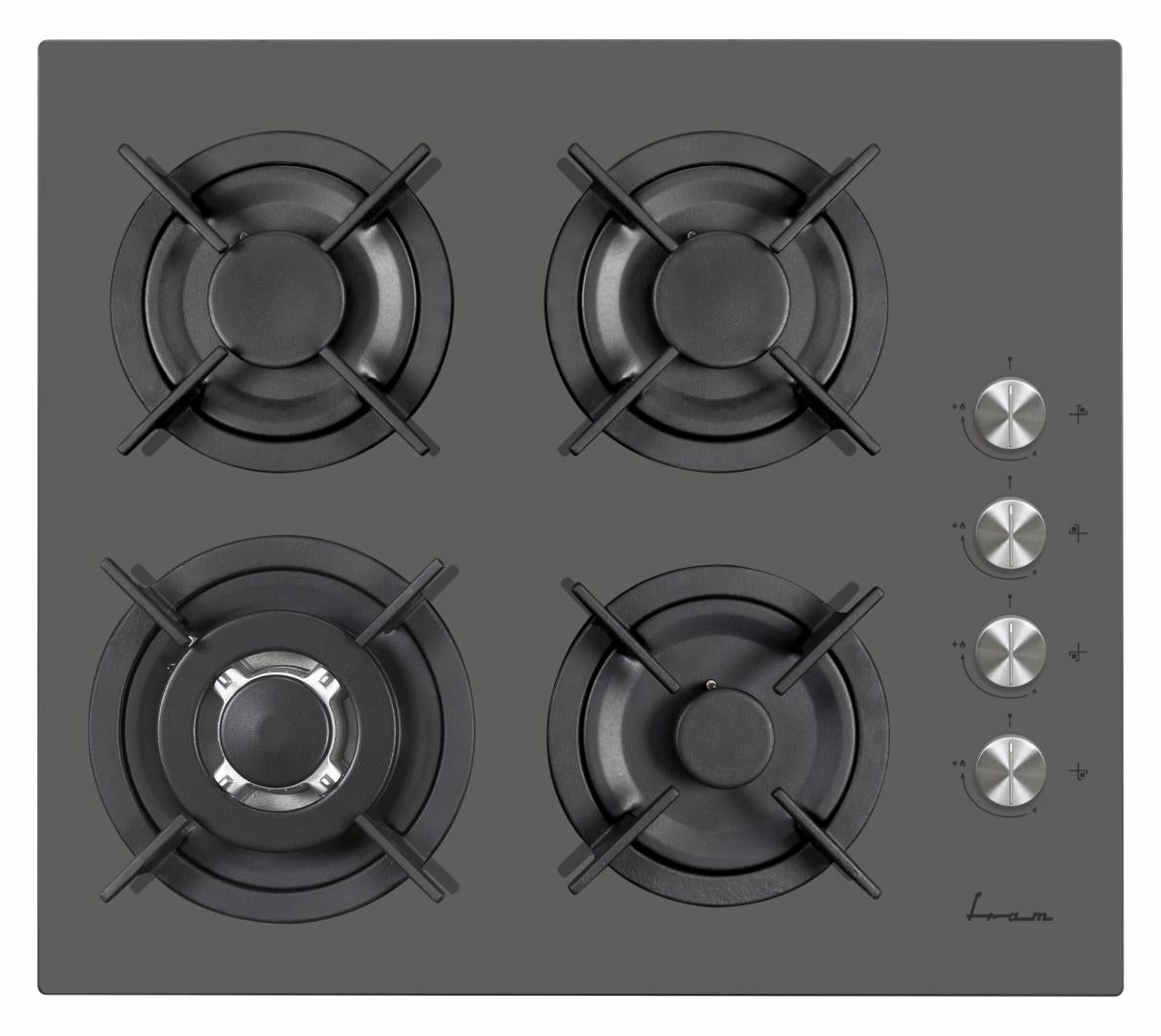 PLITA INCORPORABILA FRAM FBH-V4IWF-GVG, GAZ, 4 ARZATOARE, ARZATOR WOK, CONTROL LATERAL, APRINDERE ELECTRICA INTEGRATA, SISTEM SIGURANTA GAZ, GRATAR FONTA, DUZE INCLUSE, 58x51 cm, STICLA GRI VICTORIA