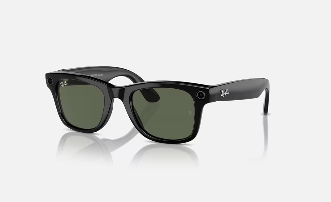 Ray-Ban Meta Wayfarer AI Glasses Shiny Black/G-15 Green