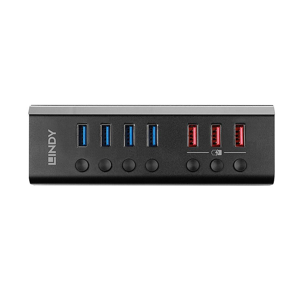 Hub Lindy 7x porturi USB 3.0,dintre care 3x porturi USB QuickCharge,
