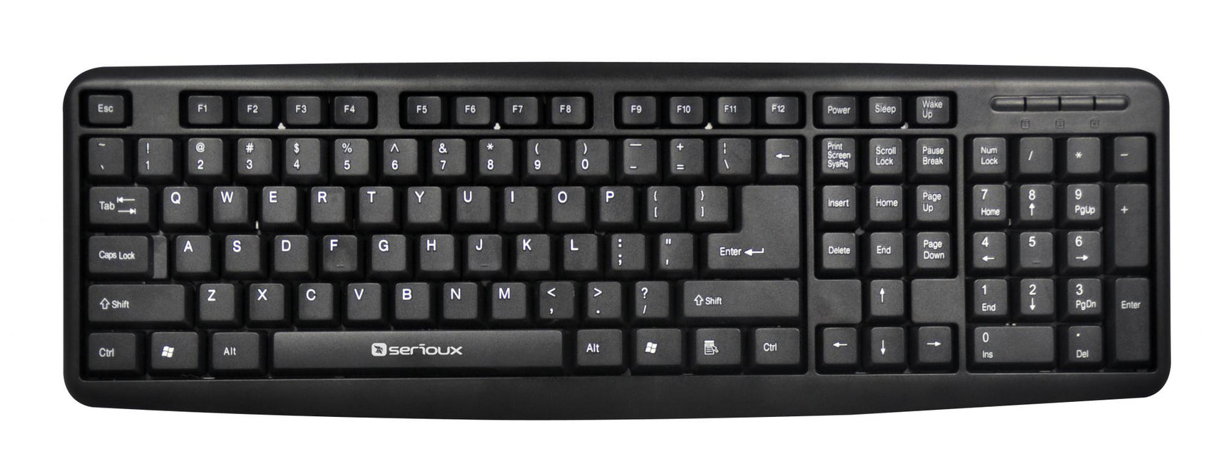 Tastatura Serioux 9400USB, cu fir, US layout, neagra, 104 taste, USB