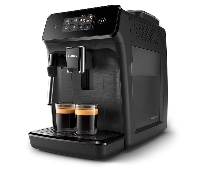 Espressor automat Philips EP2220/10, sistem de spumare a laptelui, 2 bauturi, filtru AquaClean, 15 bar, rasnita ceramica, optiune cafea macinata, Negru