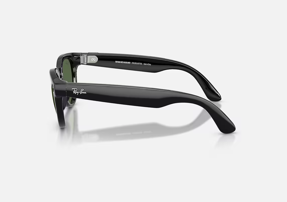 RayBan Meta HEADLINER Low Bridge Fit - Shinny Black - G-15 Green GEN2