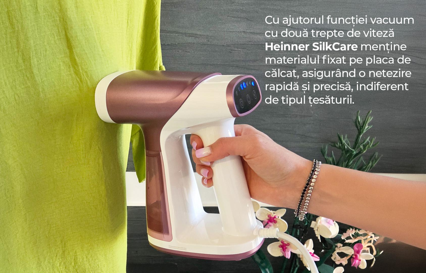 Aparat de călcat vertical cu funcție vacuum HEINNER SilkCare HGS- A1500VPNK