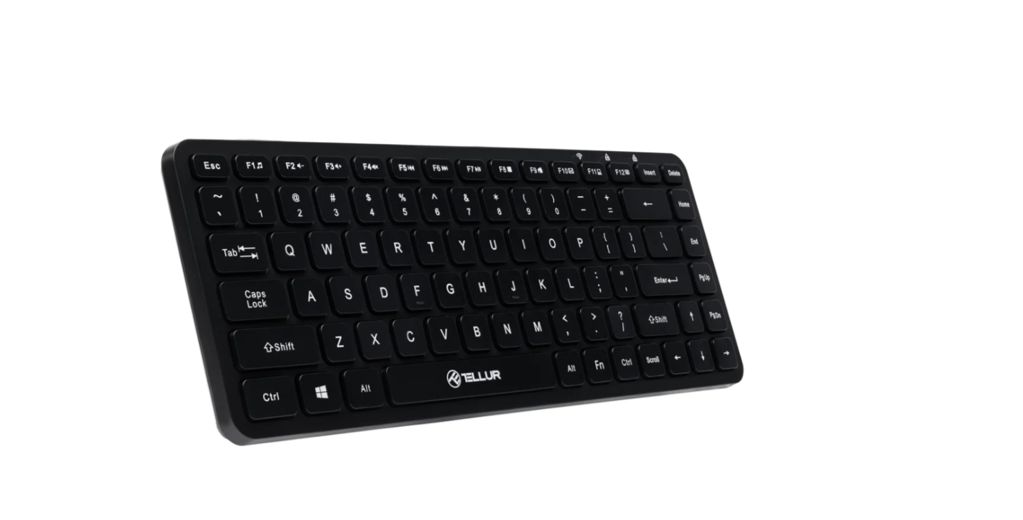 Tastatura wireless Tellur mini, numar taste 84, dimensiune 430 x 123 x 15 mm,negru