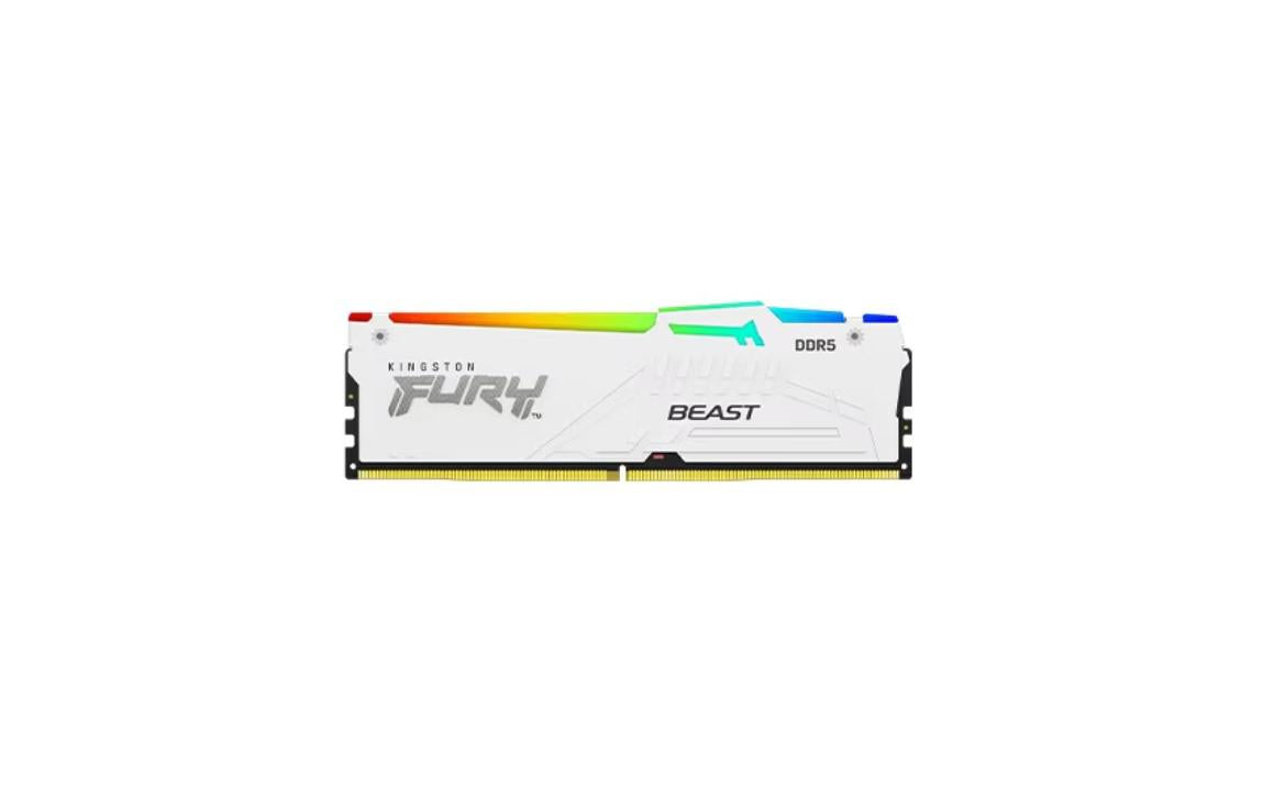 Memorie RAM Kingston, DIMM, DDR5, 64GB, 5600MHz, CL36, 1.35V, FURY Beast White, RGB, Kit of 2