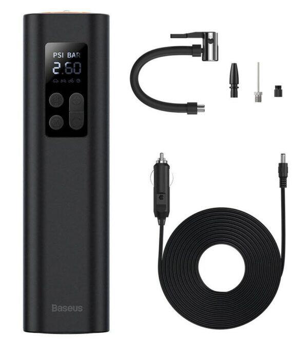 Compresor auto Baseus Super Mini, alimentare 12 V bricheta auto, display LED, presiune maxima 3 bar, negru