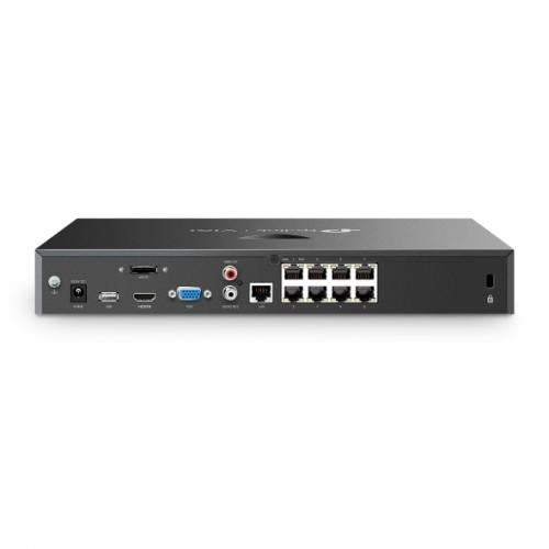 NVR PoE TP-Link VIGI 8 canale 2008H-8MP ; 93W, 8 MP,2 SATA Interface, max 20TB, H.265+; ONVIF, etecție mișcare, linie, intruziune, persoane, vehicule etc.