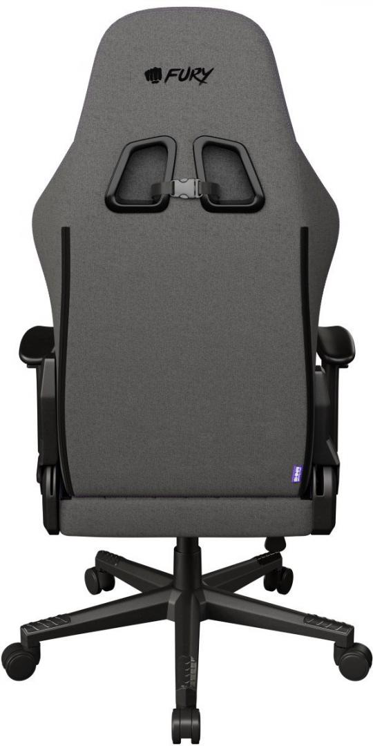 Scaun gaming FURY SHINAI S8, material fabric, reglabil pe inaltime, greutate maxima suportata 130 kg, inaltime scaun reglabil 30.5 - 37.5 cm, spatar ajustabil 135°, dimensiuni roti 60mm, echipat cu piston cu gaz clasa 4, manere 1D, gri