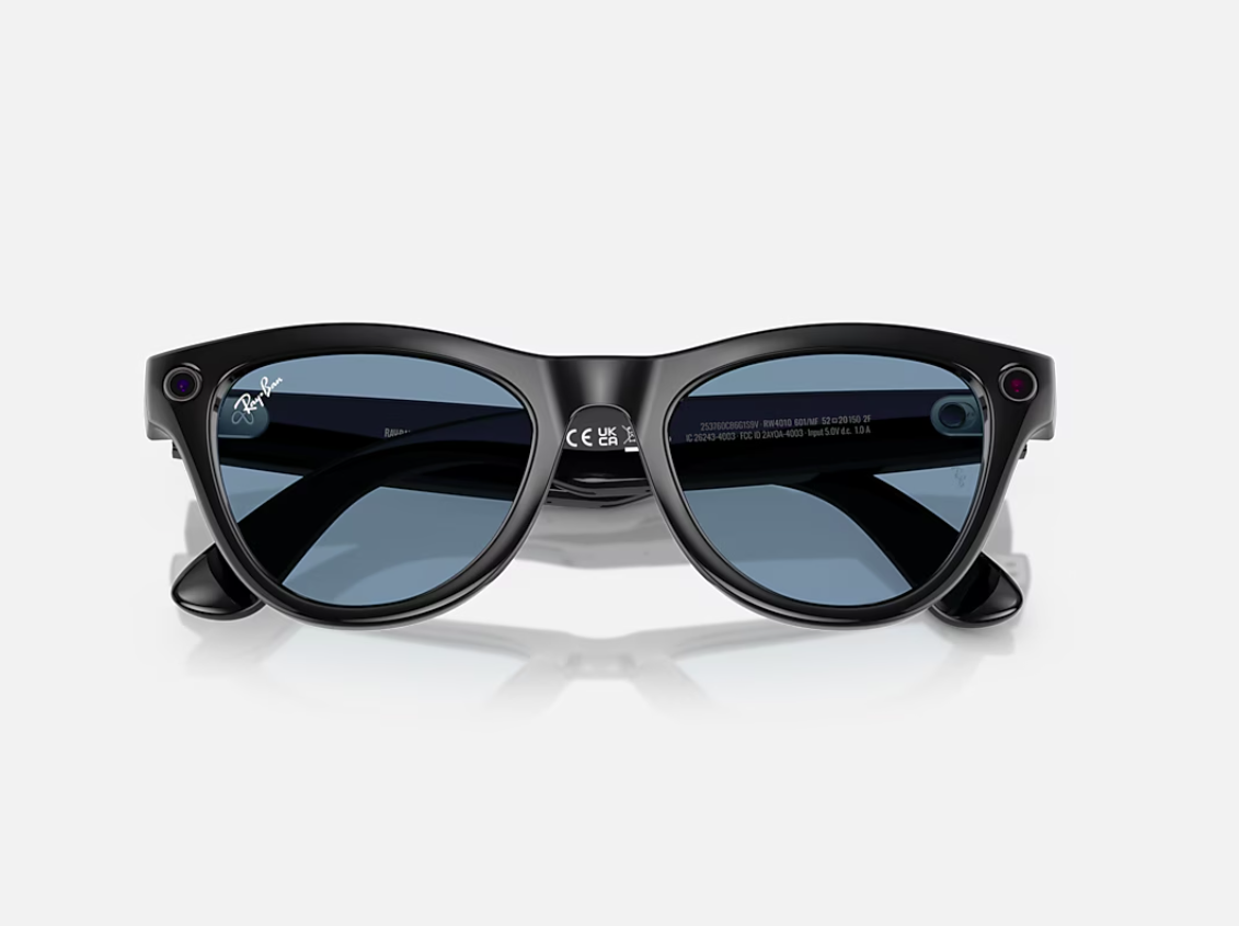 Ray-Ban Meta Sunglasses Skyler (Gen 1) – RW4010 601/MF 52 – Shiny Black / Clear Cerulean Blue