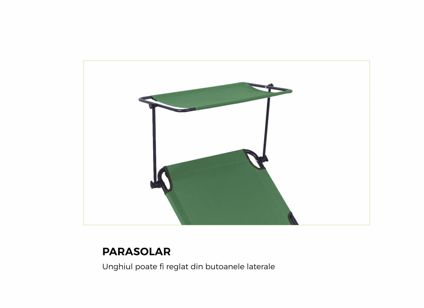 HEINNER SEZLONG CU PARASOLAR 186X55X24CM VERDE